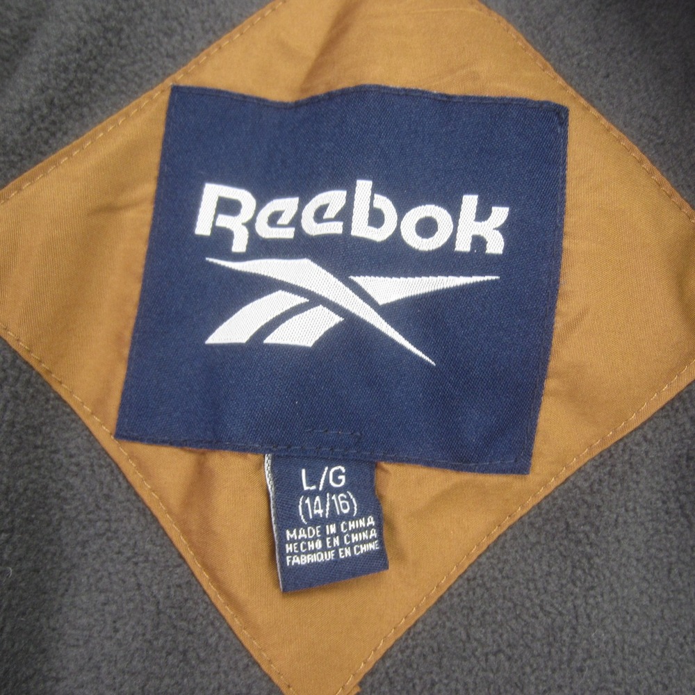 Reebok‎ Jacket Boys Youth Large 14/16 Timber Brown Grey Puffer Hooded Full Zip - Picture 9 of 16